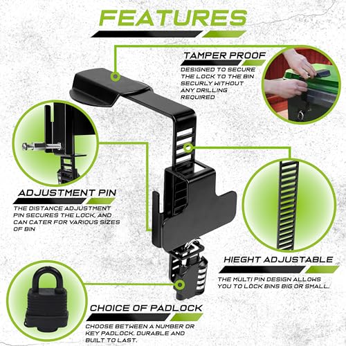 Candado universal para cubo de basura con combinación, protección sin taladros 5
