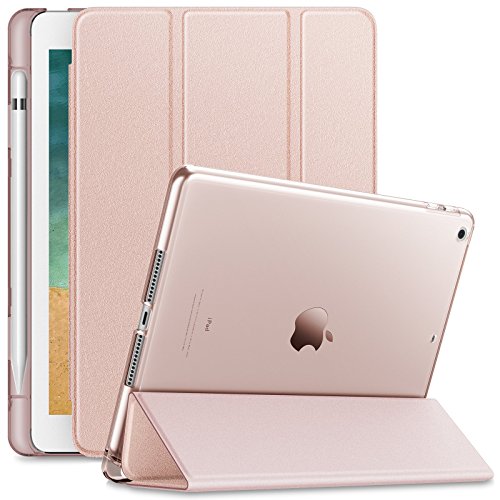 Infiland iPad 9.7 2018 Case with Apple Pencil Holder, Stand Case with Translucent
