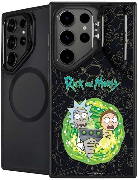 Skinit Kickstand Phone Case Compatible with Galaxy S25 Ultra - Officially Licensed Adult Swim Rick and Morty Portal Pattern Design