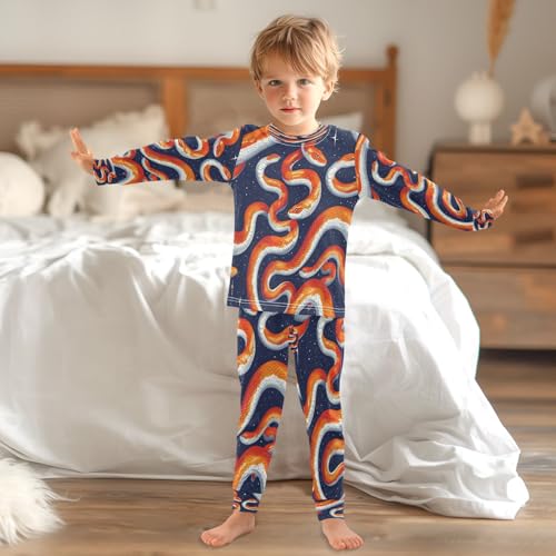 Pajama Sets Long Sleeve Orange Snake Pattern Soft Comfy Sleepwear 2 Piece PJS 3-8T 6