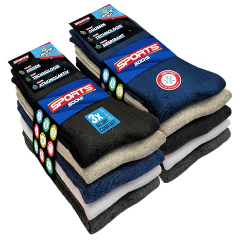 SOXCO Chaussettes Homme Sport 43-46 10 Paires Hautes, Lot de 10 Paires (EU 43 46, Multicolore)