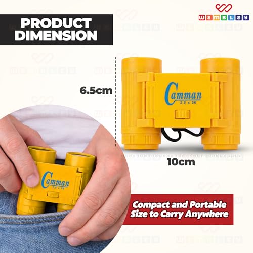Image of Wembley Mini Binocular for Kids | Compact and Portable Outdoor Telescope for Boys and Girls | Binocular Toy with Neck String, Focus Adjustment and Ultra Zoom | Birthday Gift for Kids (Yellow)
