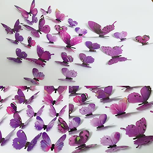 Vinilos Decorativos Mariposas 3D 24 Piezas Morado miniatura 4