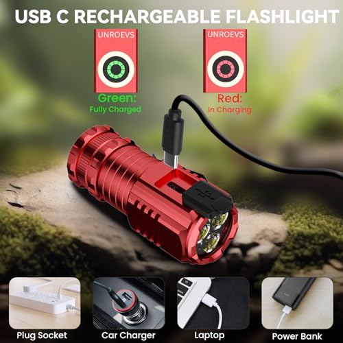 XC01 2550 lumens Mini Flashlight Rechargeable, Super Bright Magnetic Flashlight 5 Modes, Compact Small Pocket Flashlight USB C Charge,EDC Lights for Camping Outdoor Emergencies.