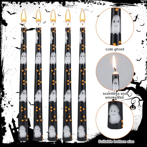 Image of Threlaco 6 Pcs 9.8 inch Toile De Jouy Blue Chinoiserie Taper Candles