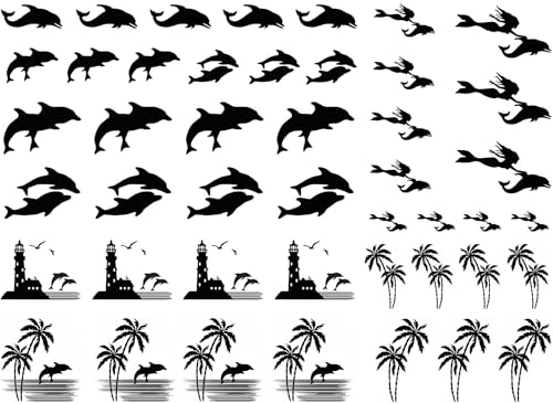 Dolphin 45 pcs 0.5 to 1 Inch Black Fused Glass Decals