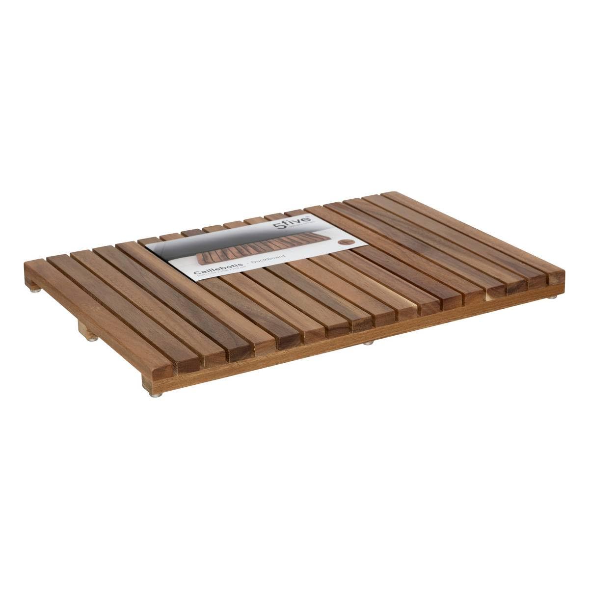 Tapis de Bain Caillebotis en Acacia 56x36cm Antidérapant Résistant à l'Humidité