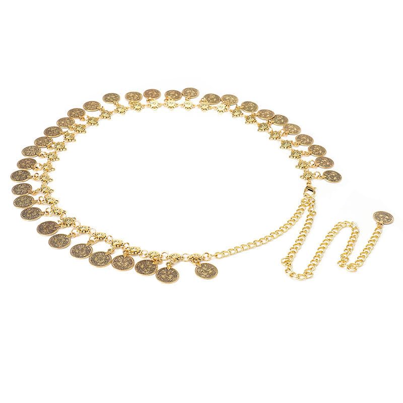 Metal Chain Coin Belt for Women Adjustable Trendy Body Waist for Girls Jeans Pants Dresses