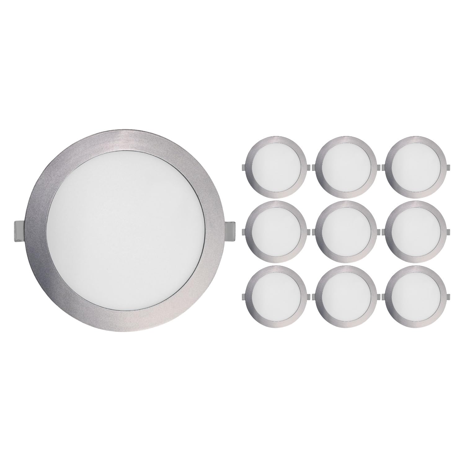 SECOM Pack 10 Downlights LED de Superficie Redondo 18W 1800lm Ø22cm 4000K Níquel 30000H