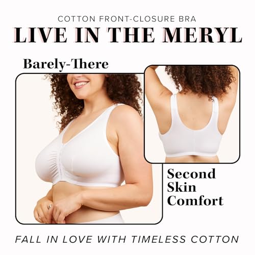 Image of LEADING LADY, Meryl, Front-Closure Cotton Bra, Comfort Sleep for Women, Breathable, Unlined, Full Coverage, Wireless, 36A-56H