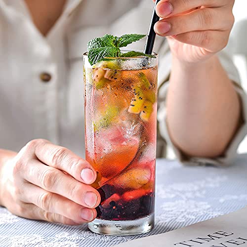 Image of bellemax 300 ML Premium Juice Glasses Drinking Glasses,Highball Lead-Free Glasses,Tumblers for Water,Juice,Beer,Cocktail and Mixed Drinks - 6 Pieces,Transparent (BM-04)