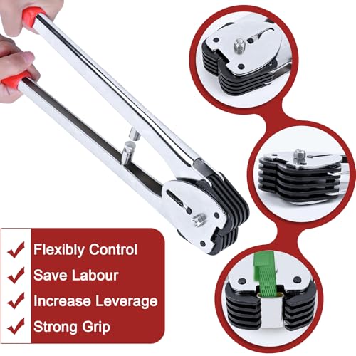 Image of MYFAMIREA Heavy Duty Banding Strapping Kit with Tensioner Tool, 1 /2 inchx 3500FT Green Polypropylene Plastic Packaging Strapping, 300 Metal Seals, Sealer Tool for Pallets, Logistics, Warehouse (Red)