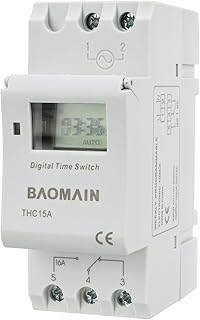 Baomain THC15A AC 110V Digital LCD Power Programmable Timer Time Switch Relay 16A Amp White