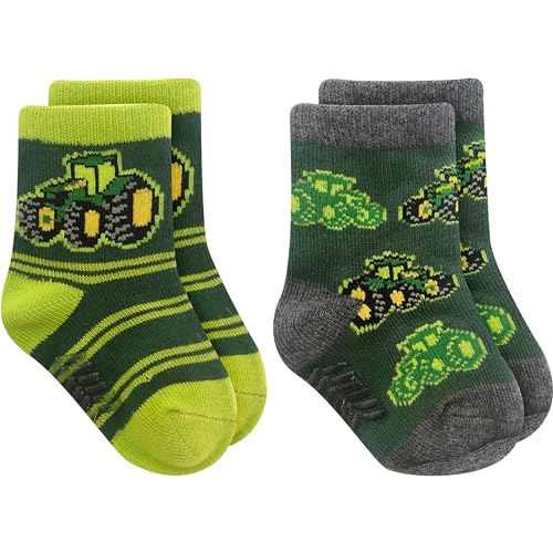 John Deere Green 2 pack Crew Socks Sizes 6-12M, 12-24M 2T-4T, 4-5 Child (as1, age, 6_months, 12_months)2