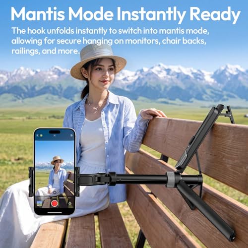 Image of ULANZI TT86 Magnetic Tripod for iPhone 17, 35 inch Extendable Selfie Stick w Remote, 2-in-1 Phone Clip&Dual Cold Shoe Mounts-Lightweight Overhead Phone Tripod Stand for Vlogging, Travel, Video Recording