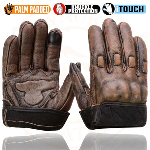 Milwaukee Leather MG7514-BLK/BEIGE Men'S Brown Leather With Gel Palm Motorcycle Gloves W/Protective Knuckle thumb #8