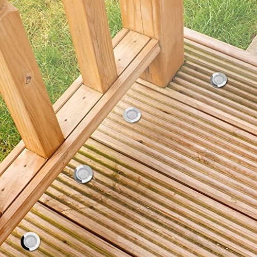 Set of 30-30mm Dia LED Round Corrosion Resistant Stainless Steel Cool White 6500K IP67 Waterproof Recessed Ground Wall Plinth Deck Light Ultra Bright Outdoor Garden Bathroom Kitchen