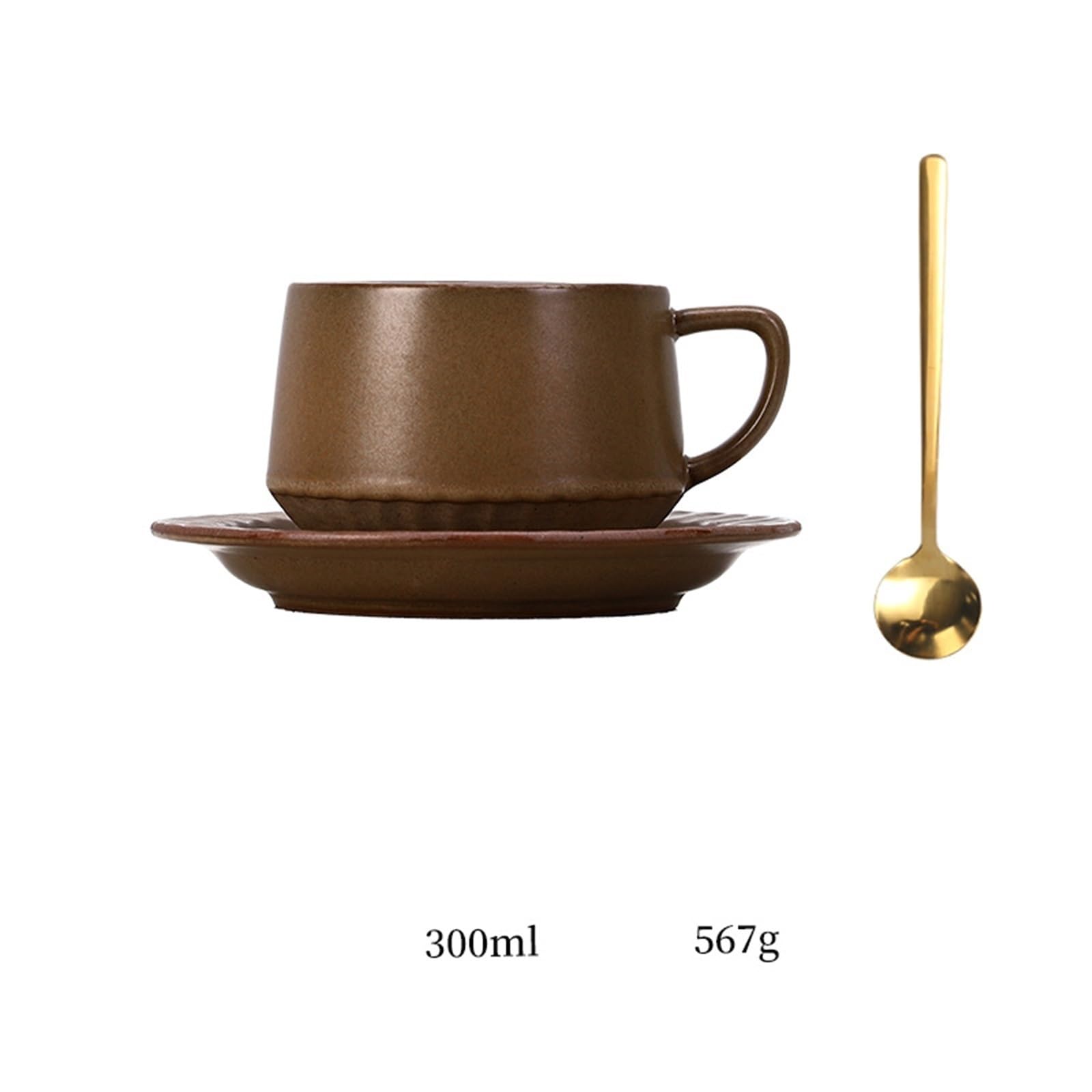 Kubki do kawy, Ceramiczny kubek do kawy 300 ml z zestawem łyżek ze spodkiem domowego biura