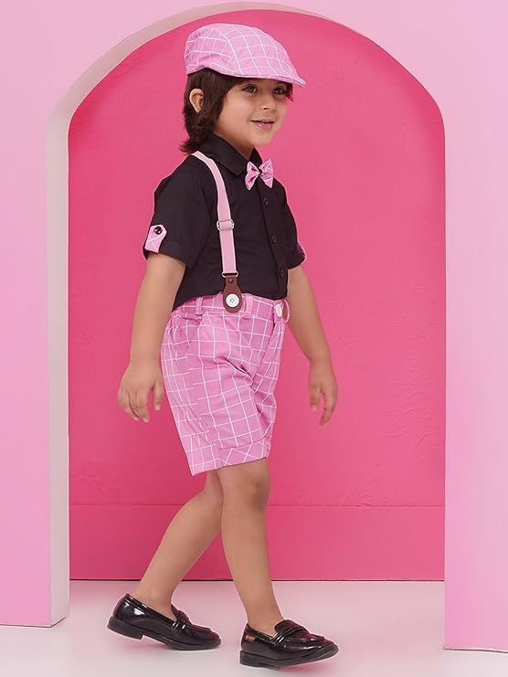Image of AJ DEZINES Kids Casual Wear Clothing Cotton Shirt Short Set For Boys