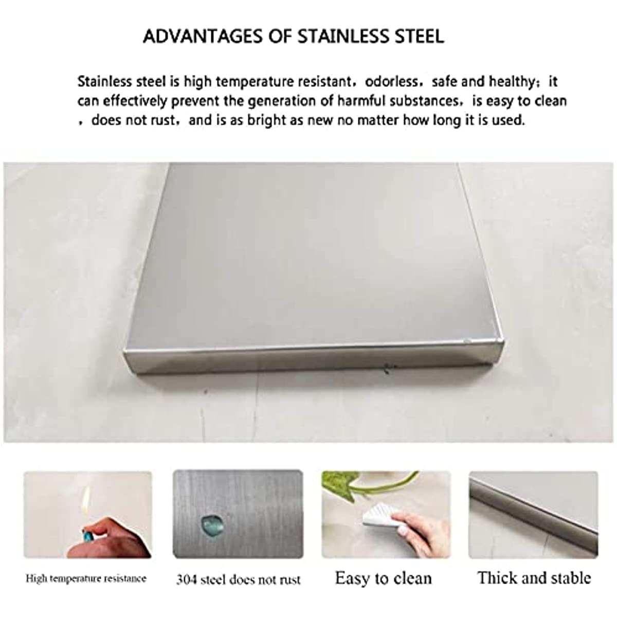 Tavolo Pieghevole a Parete portaoggetti in Acciaio Inox con Staffa Metallica, Adatto per Cucina, Sala da Pranzo, banco da Lavoro Home Bar, Facile da installare e Pulire (80) × 40cm.