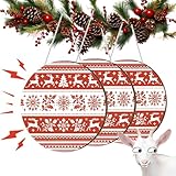 Christmas Goat Scream Ornament - Prank Screaming Goat Prank Ornament, Funny Gift for Holiday Decor, Round Christmas Tree Hanging Sign with Patterns, White Elephant Party Scream Decorations (3PC-A)