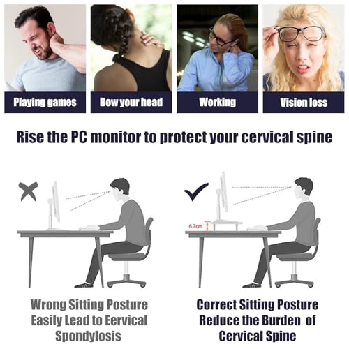 Support d'écran d'ordinateur Besegad en bois véritable facile à assembler