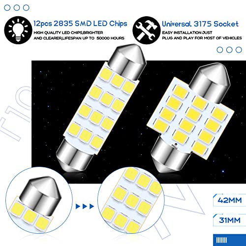Tallew TALLEW-LED-182 24 Pieces Dome Light Led Car Bulb Kit Set T10 31 Mm 42 Mm Led Festoon Bulbs Interior Led Interior Replacement Bulbs thumb #3