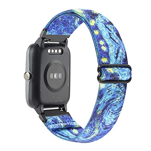 Wonmille Adjustable Smartwatch Replacement Straps For Sw021 Id205L/Sw025 Id205S Sport Watch, Soft Nylon Stretchy Elastics Sport Wristband 19Mm Bands Accessory (Starry Sky) #TOP7