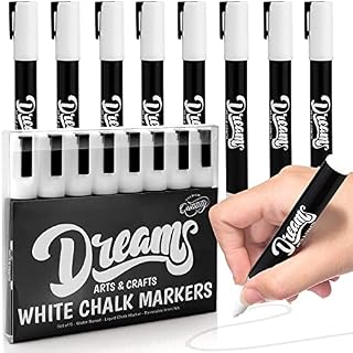 Premium White Chalk Markers Liquid Chalk Pens 6mm Washable Window Markers Set of 8 Pens Reversible Nibs