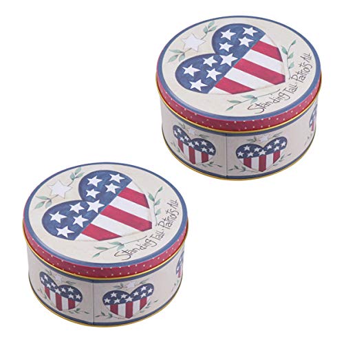 PRETYZOOM Boîtes à Biscuits en Métal 4 Juillet Boîte de Bonbons Boîte de Rangement en Étain pour Drapeau Américain pour La Fête de L'indépendance Fournitures 2Pcs (Motif Coeur)