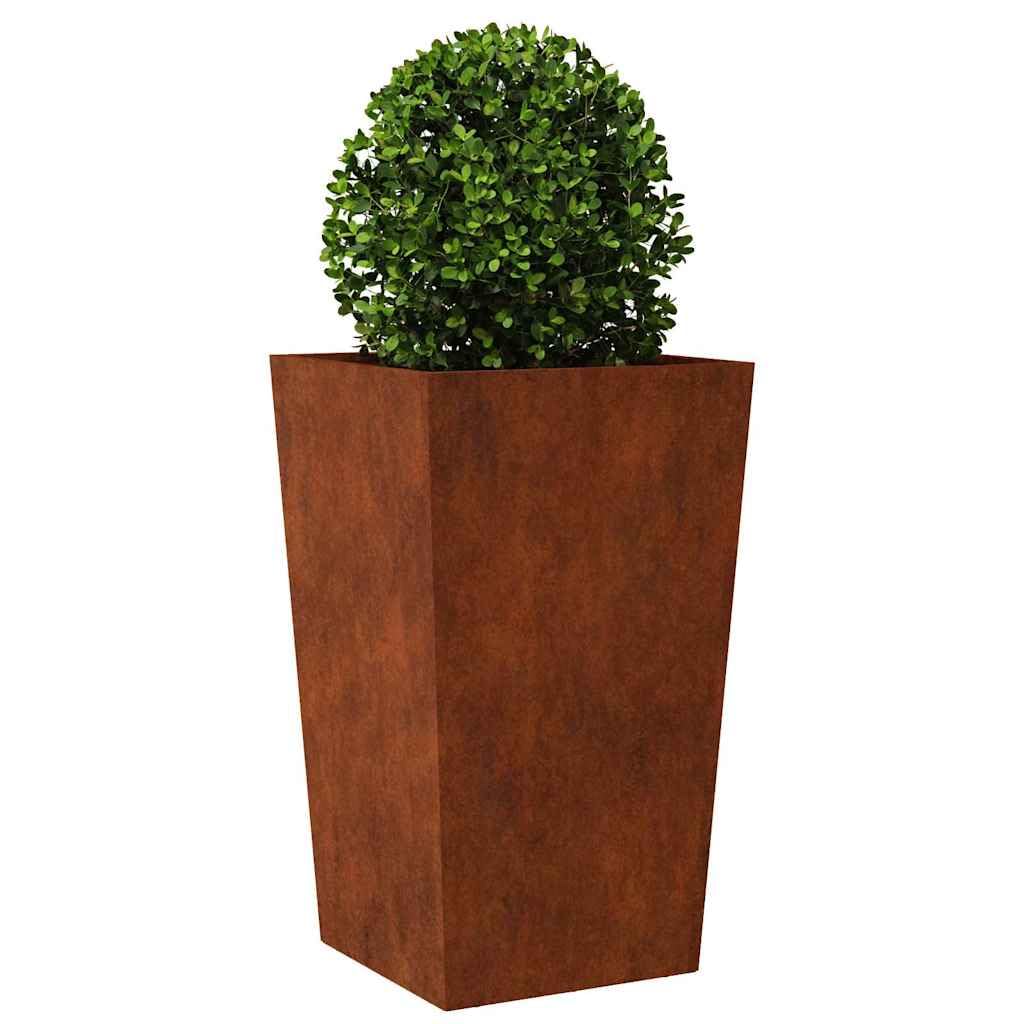 Pflanzkübel 45x45x75 cm Wetterfester Stahl Blumenkübel für Garten Balkon und Terrasse Hochbeet aus Metall in Rostoptik Quadratisches Pflanzgefäß für Außenbereich