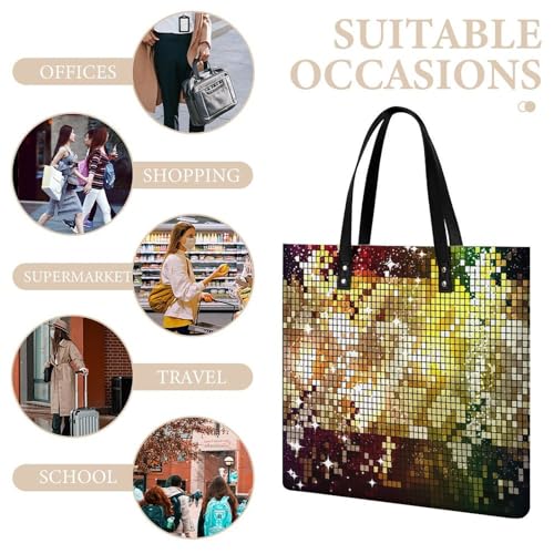 Sac à main shopper paillettes dorées grand format 39x39cm