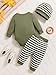 12-18 Months Baby Boy Clothes Toddler Boys Outfits Long Sleeves Fall Winter Clothing Set Olive Romper Fashion Striped Pants with Matching Cap Oveall Outfit Set
