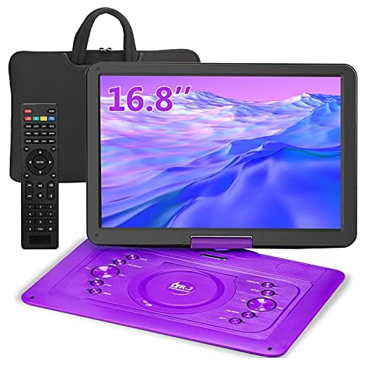 16.8" Portable DVD Player with 14.1“ Large HD Screen, Rechargeable Battery, Support USB/SD Card/Sync TV and Multiple Disc Formats, High Volume Speaker