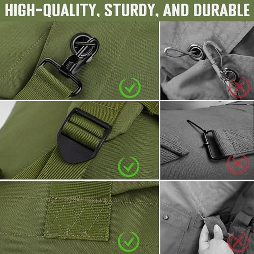 MOZETO 110L Extra Large Sea Bag, Military Duffle Bag with Backpack Straps Heavy Duty Army Duffle Bag for Camp, College Dorm or Laundry Bag3