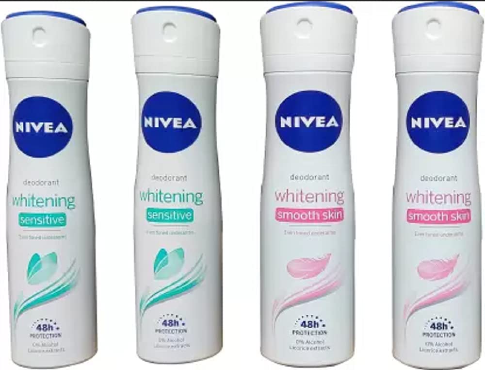 Nivea 2 WHITENING SENSITIVE, 2 WHITENING SMOOTH SKIN (PACK OF 4) Deodorant Spray - For Women (600 ml, Pack of 4)-image-36