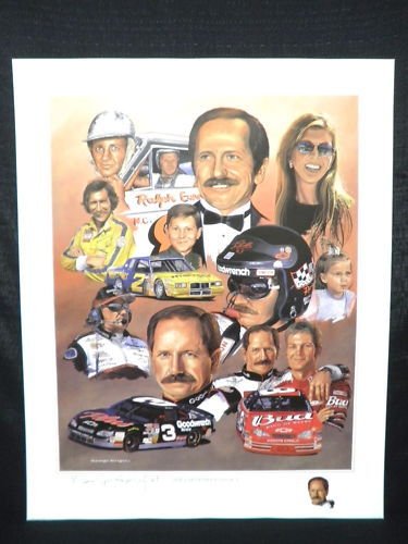 DALE EARNHARDT Legacy Lithograph signed by Artist GEORGE WRIGHT NASCAR Poster Print