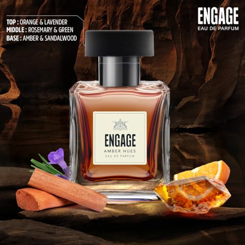 Image of Engage Amber Hues Eau De Parfum for Man 50ml | Long Lasting Perfume| Premium EDP| Perfume for Man|Amber, Warm, Woody | Skin Friendly | No Paraben | No Silicones| Dermatogically Tested| Gift for Men