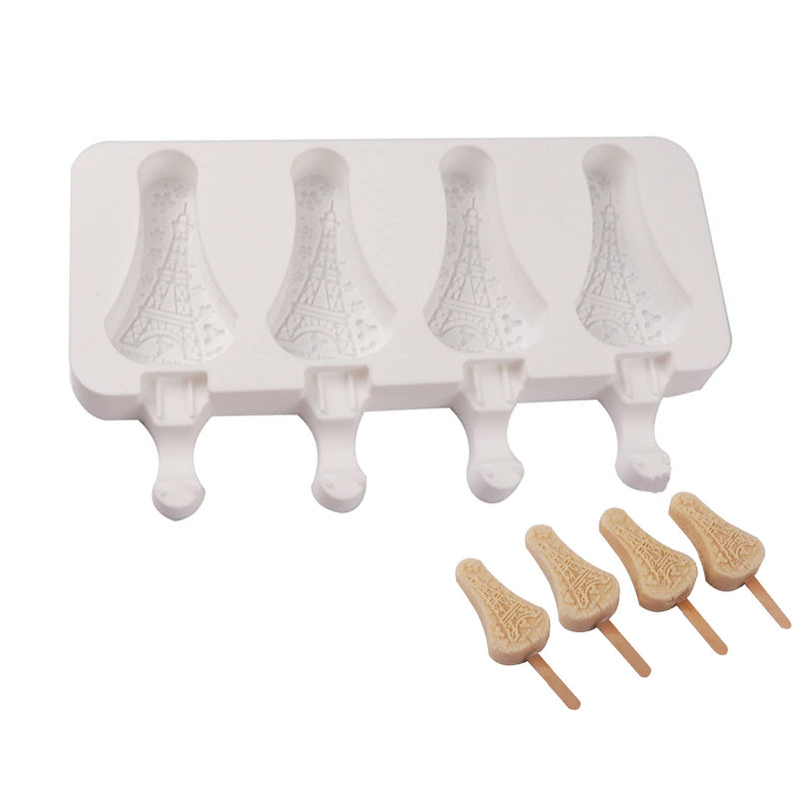 Moldes de silicona for helados de 3 o 4 agujeros, moldes de silicona for paletas de fácil liberación, moldes for hacer paletas caseras, hielo for M,Moldes para helados(Tower)