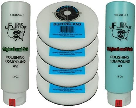 Original JFJ Combo Pack: 4 Easy Pro Buffing Pads, 1 JFJ Polish Compound #1 (Blue), and 1 JFJ Polish Compound #2 (White)