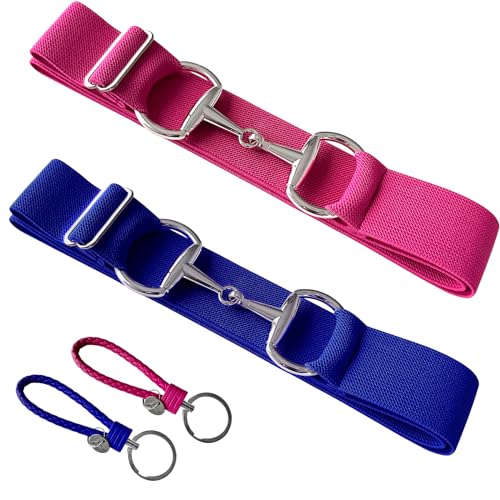 Image of Huaerle 1.5 inch Elastic Equestrian Belt with Bit Buckle and Leather Key Strap