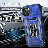 BaHaHoues iPhone 13/14 Case with Slide Camera Cover & Magnetic Kickstand, Military Grade Shockproof Protective Case (Blue) - Image 6