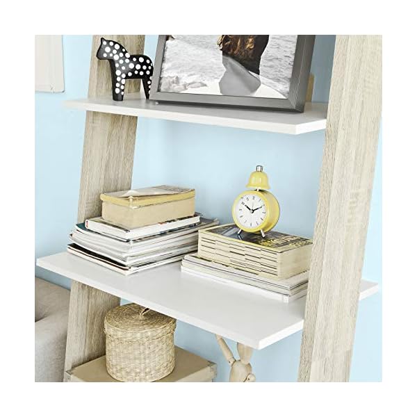 SoBuy® 3 Shelves 1 Cabinet Wall Shelf Ladder Shelf Bookcase Storage Display Shelving Unit, FRG110-WN - Image 7