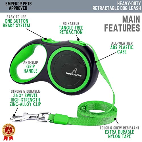 Emperor Pets 26 Ft Retractable Dog Leash Large Dogs - Up To 110Lb, Large Dog Leash Heavy Duty Dog Leash Retractable 26 Ft, Dog Leashes For Large Breed Dogs, Dog Leashes For Medium Dogs -Gn26 #TOP3