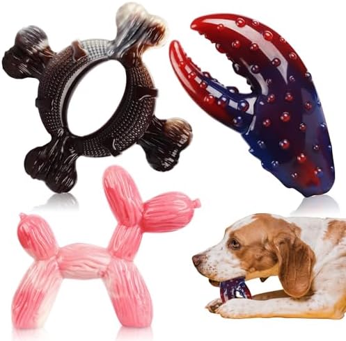 Durable Dog Chew Toys for Medium/Large Aggressive Chewers: A 3-Pack of Indestructible Dog Toys Made of Tough Nylon with 3 Real Flavors, Suitable for Dogs Under 120lbs