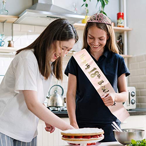 Amosfun 3 peças de presente de aniversário de 18 anos para meninas e tiara de aniversário de 18 anos