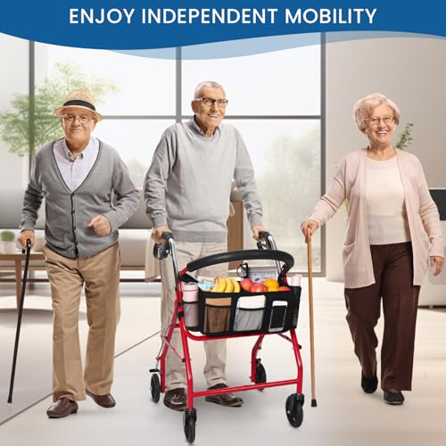 Image of Upgraded Rollator Basket, Large Walker Accessories Bag with Multiple Pockets, Rollator Accessories for Seniors Baskets for Rolling Folding Walker Easy to Use(Black)