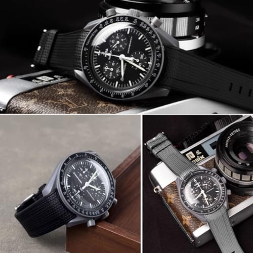 Image of Silicone Rubber Bands for Omega X Swatch Moonswatch Watch Strap 20mm Curved End Weave Style Premium Silicone Rubber Replacement Strap Women Men,for Omega Swatch Moonswatch Speedmaster