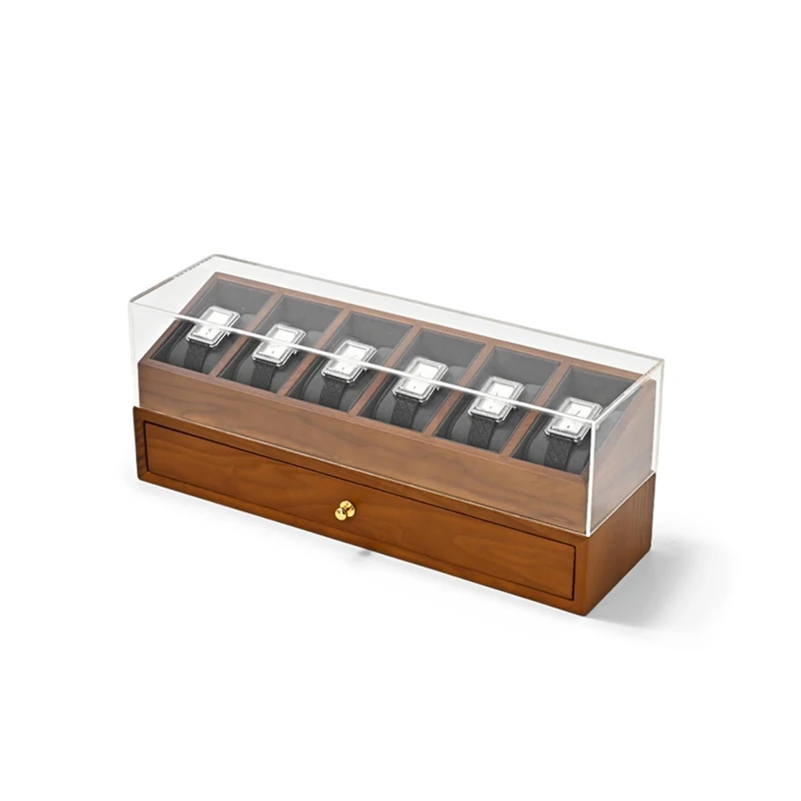 Caja para Relojes de Madera Caja organizadora de madera for 6 relojes | Almacenamiento de exhibición de muñeca de joyería de doble capa(Gray)