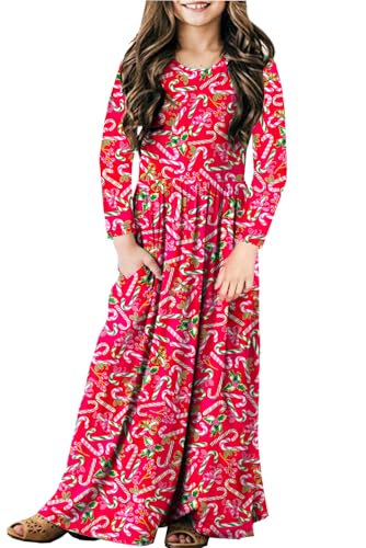 Image of Deerose Girls Maxi Dress Short Sleeve Casual Long Dresses with Pockets 5-14 Years